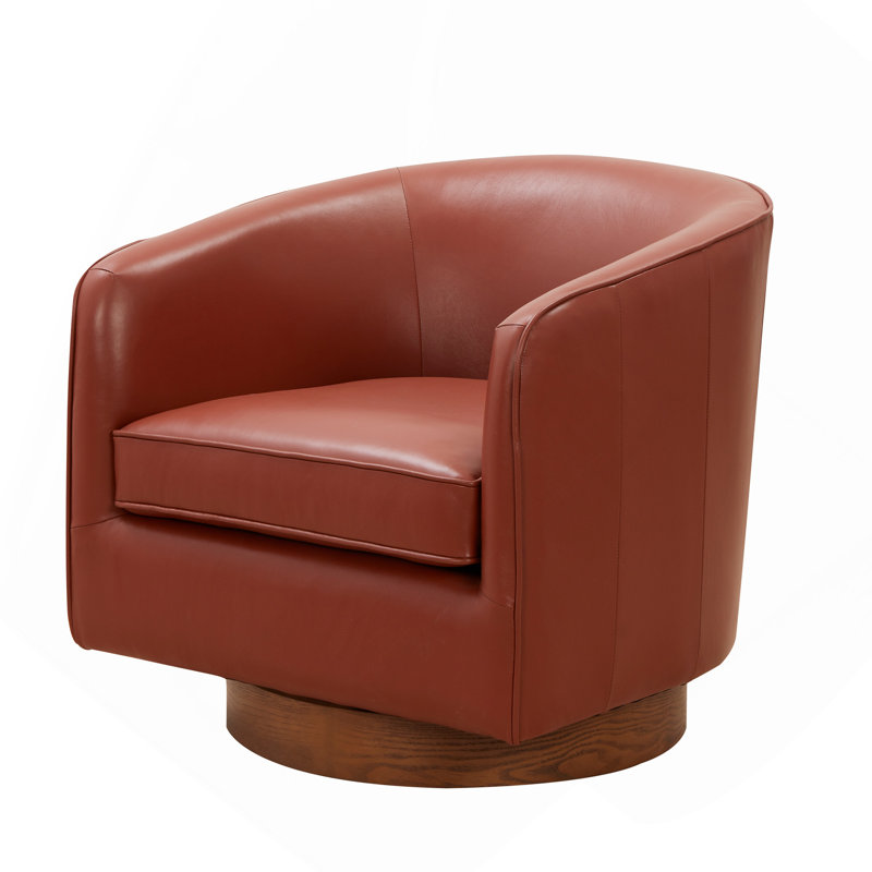 Chaise pivotante en cuir caramel, Rouge