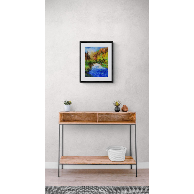 River In Autumn Print by Pol Ledent, Black Framed Paper, 31.25" H x 25.25" W