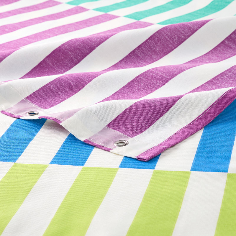Adeline 72" x 70" Multicolor Cotton-Rich Geometric Shower Curtain