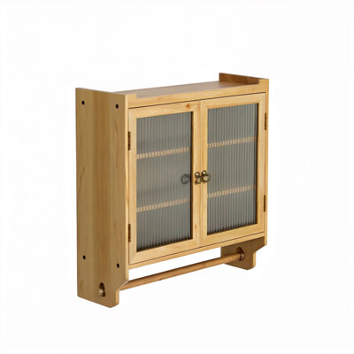 Armoire murale 24,8 po à deux portes avec trois niveaux de rangement et porte-serviettes