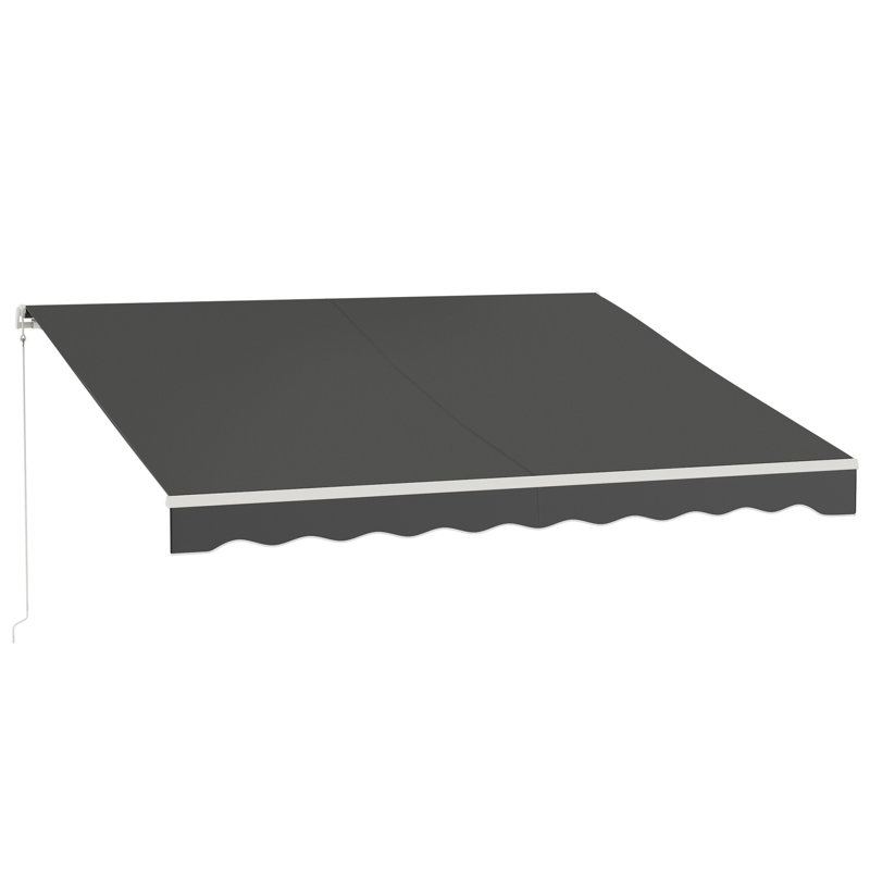 Electric Awning, Retractable Awning with Remote Controller and Manual Crank Handle, 59.1" H x 118" W x 141.75" D, Dark Gray