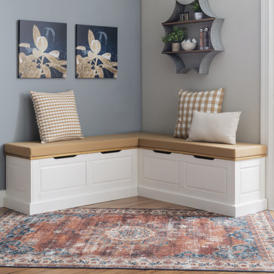 Eslick Solid Wood Corner Breakfast Nook Bench with Storage