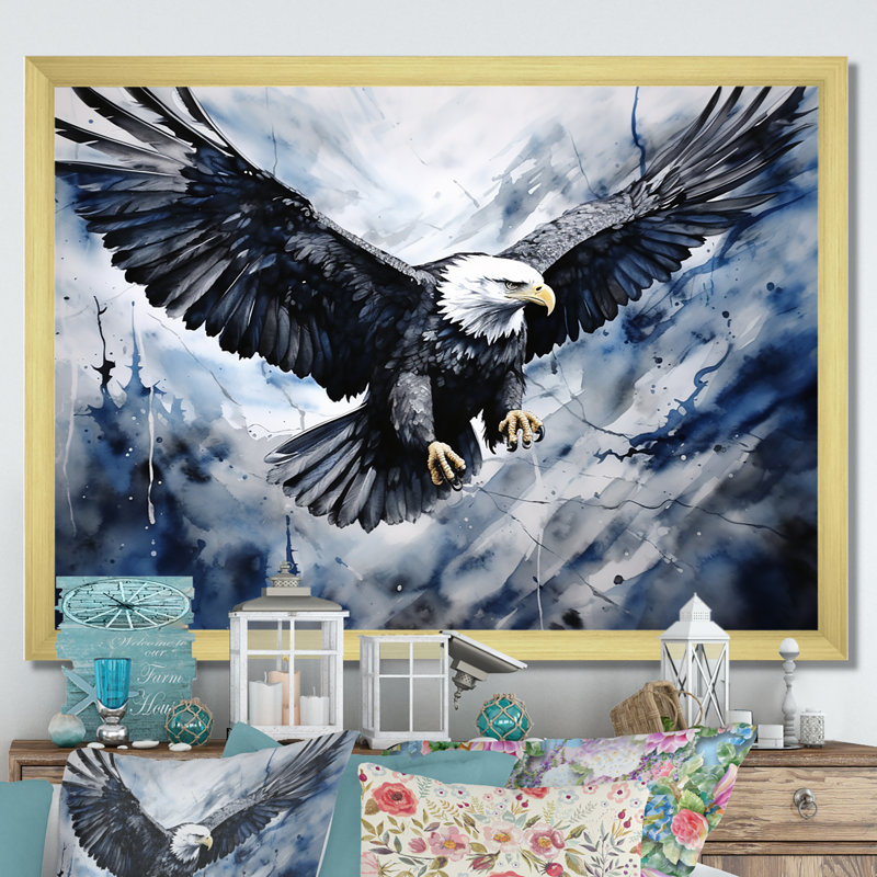 Prismatic Majestic Bold Eagle III sur toile, H 16 po x l 32 po x P 1 po, Cadre doré simple