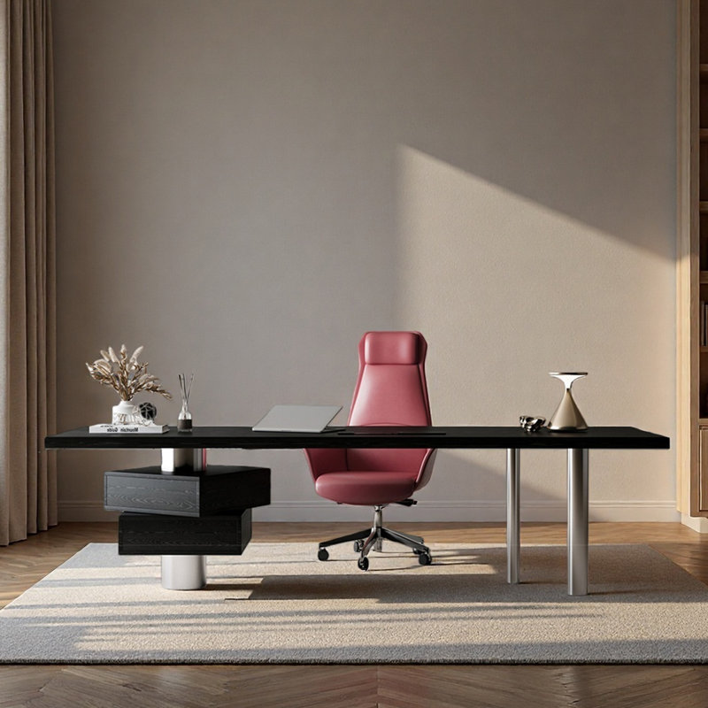 Solid wood boss's office desk with drawers