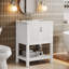 Meuble-lavabo simple 24 po avec plateau en céramique, meuble-lavabo autoportant avec cadre en bois massif et rangement pour porte-708021761-712126655-712126643