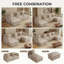 Fauteuil d'appoint surdimensionné à assise profonde avec coussin de dossier moelleux et revêtement texturé riche, café clair
