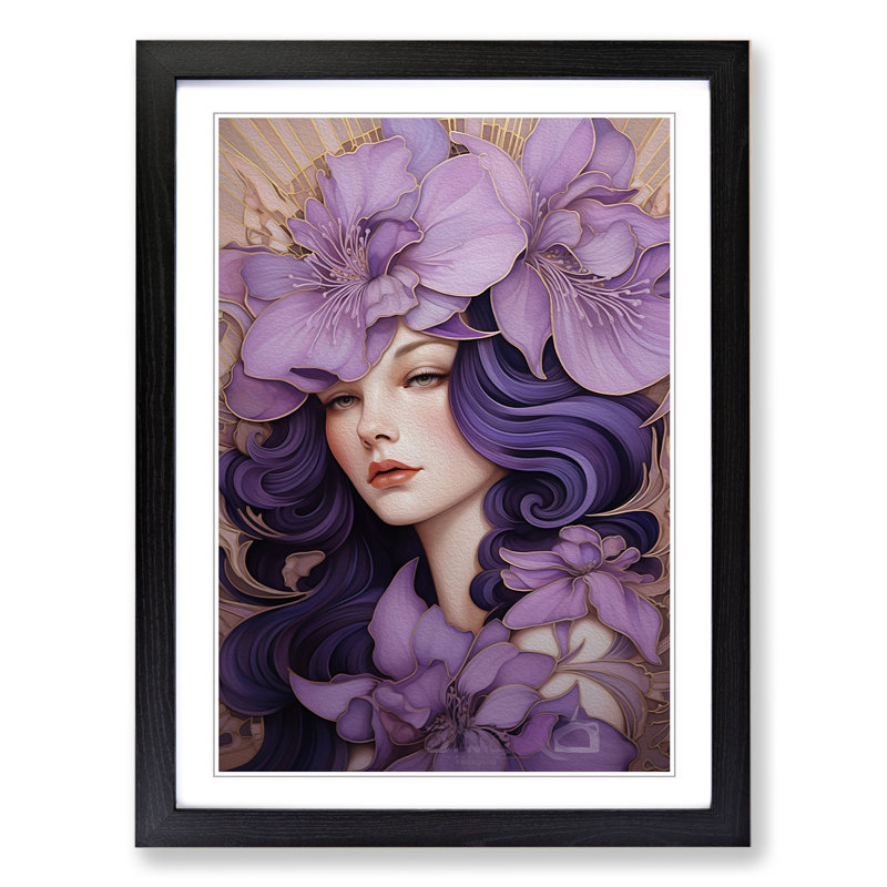 Lavender Flower Deco - Framed Print, Black , 46cm H x 34cm W x 2cm D