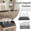 Table de salle à manger ronde 47,24 po en bois aggloméré avec chaises en lin tissé 4/6 po, Farmhousefor Kitchen-2039988608-2039988860-2039988862