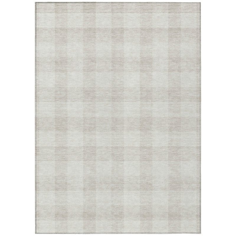 Tapis extérieur lavable à carreaux ivoire et beige 3 pi x 5 pi