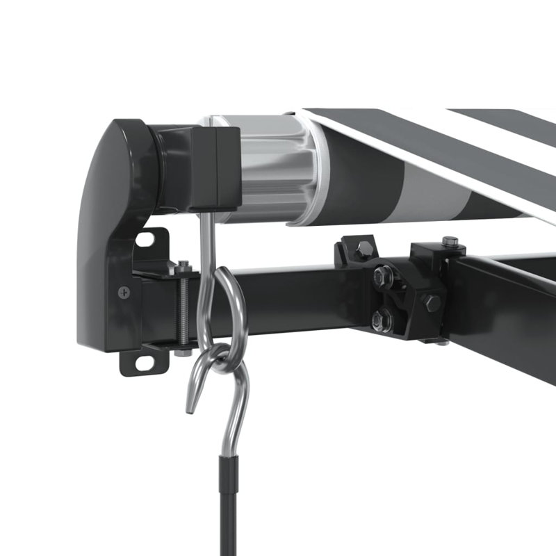 Dakota Fields Polyester Cover Retractable Patio Awning, Anthracite/White/Black, Striped, 500 x 300cm