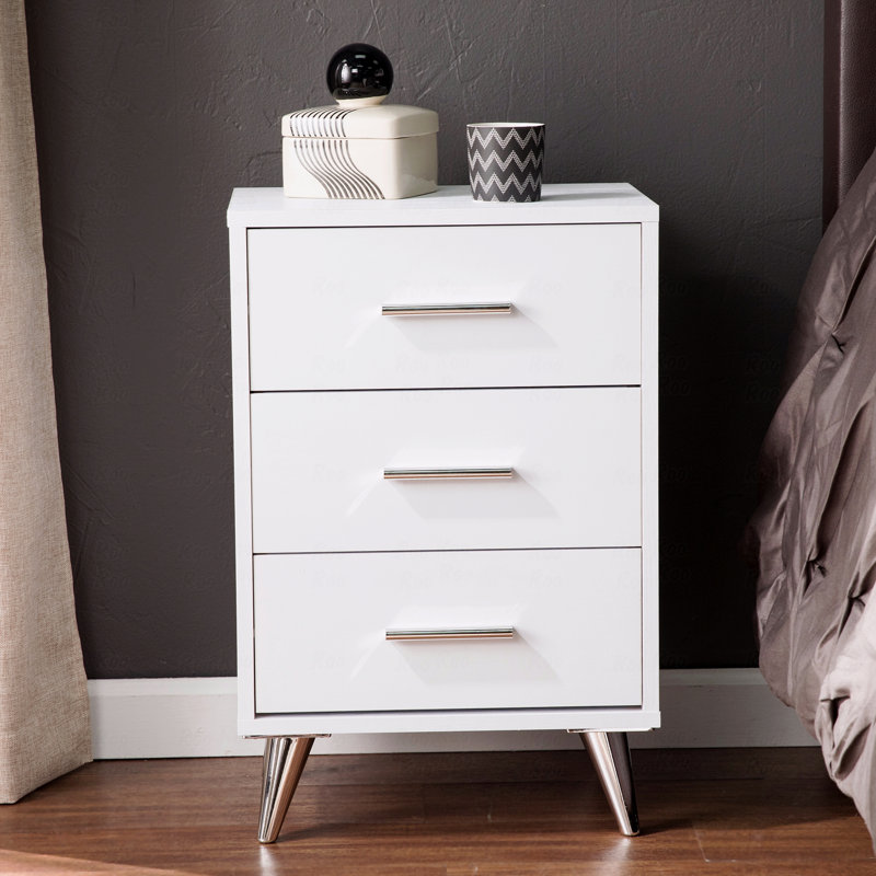 Table de chevet Mid-Century, Blanc