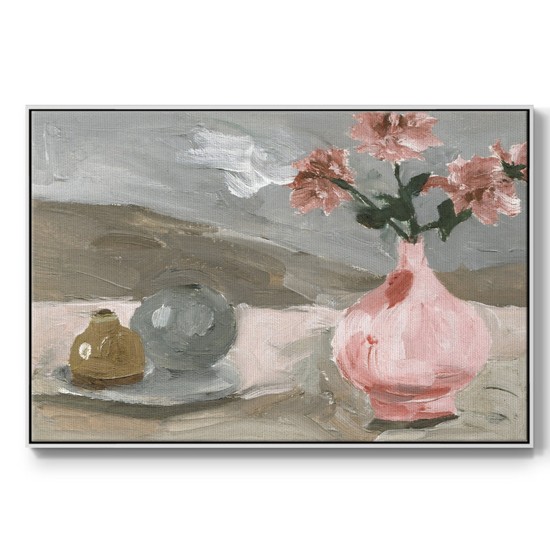 Vase de fleurs roses VI, Blanc, H 17 po x l 25 po x P 2 po