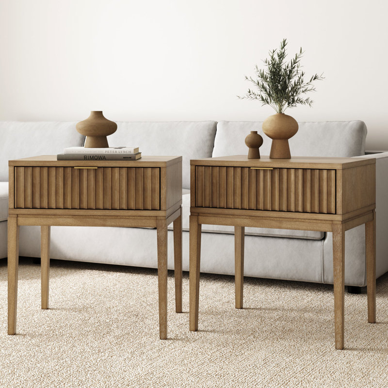 Table de chevet ou table de bout Boho, Marron clair