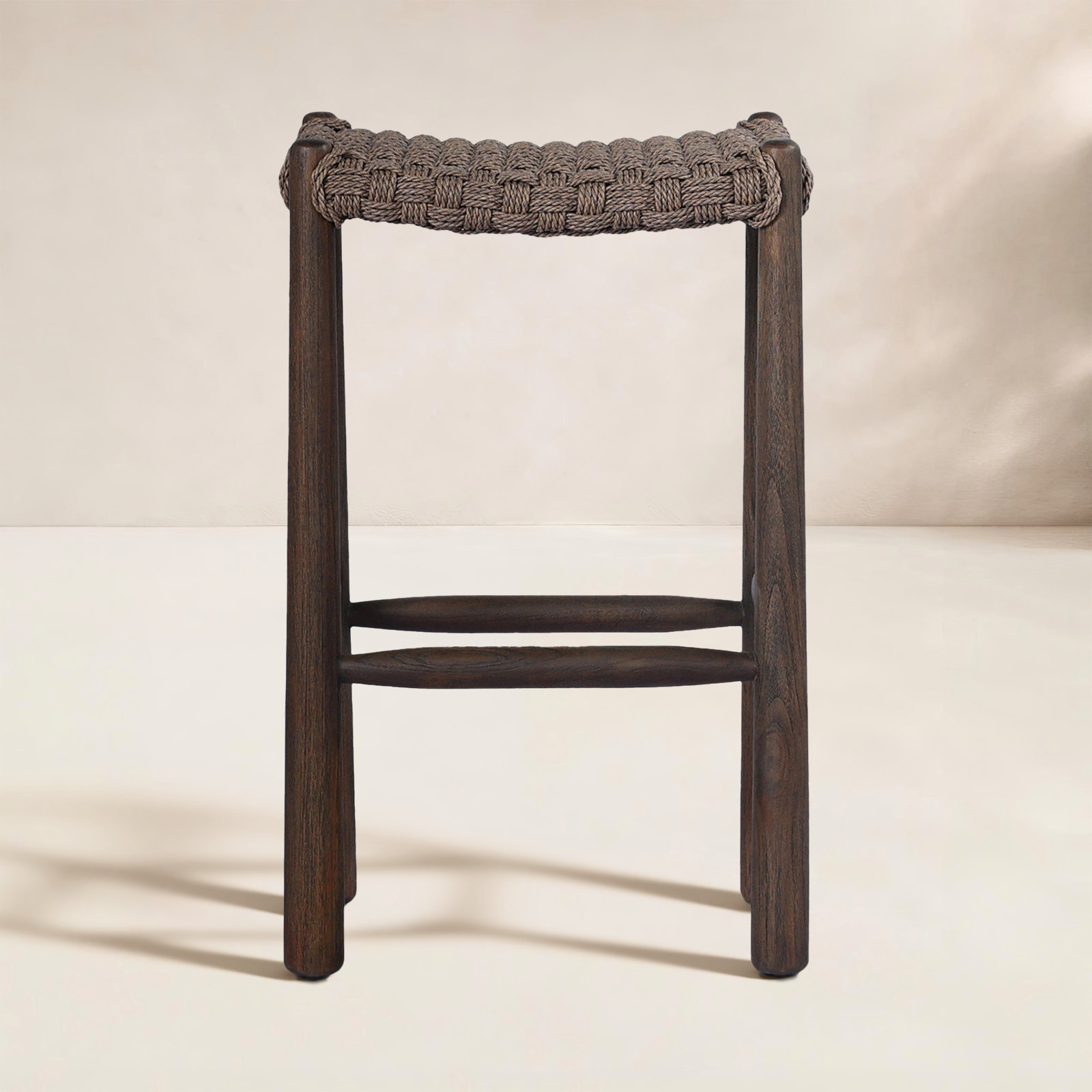 Savio Outdoor Stool-Dark Textured Woven-Counter, 30", Brown