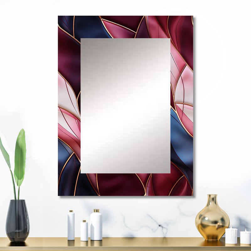 Radiant Glamour bourgogne foncé - miroir décoratif en marbre, miroir mural abstrait, impression d'art en métal, 32 po x 24 po