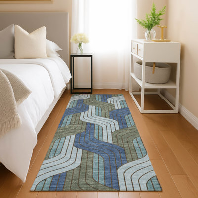 Tapis Mid-Century moderne lavable à la machine intérieur / extérieur Lockway ACN2422