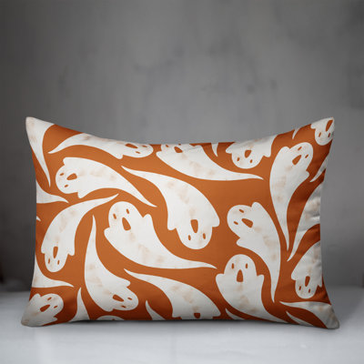  Ghost Pattern Orange Abstract Lumbar Pillow