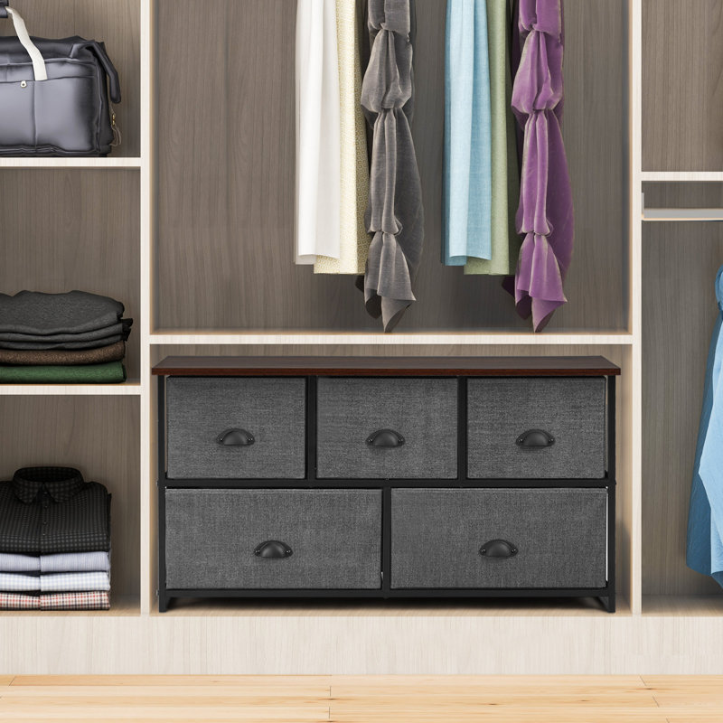 Anston 100cm W 5 - Drawer Chest of Drawers, Black