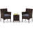 3 Pcs Outdoor Conversation Set With Cushioned Seat & Tempered Glass Tabletop-913904719