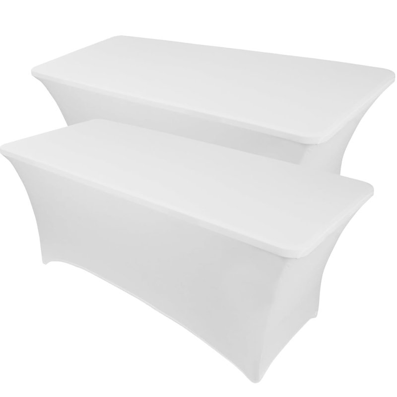 Kinta Polyester Tablecloth Stretch Spandex Table Cover, Open Back, 2, Ivory White, 72" x 30"