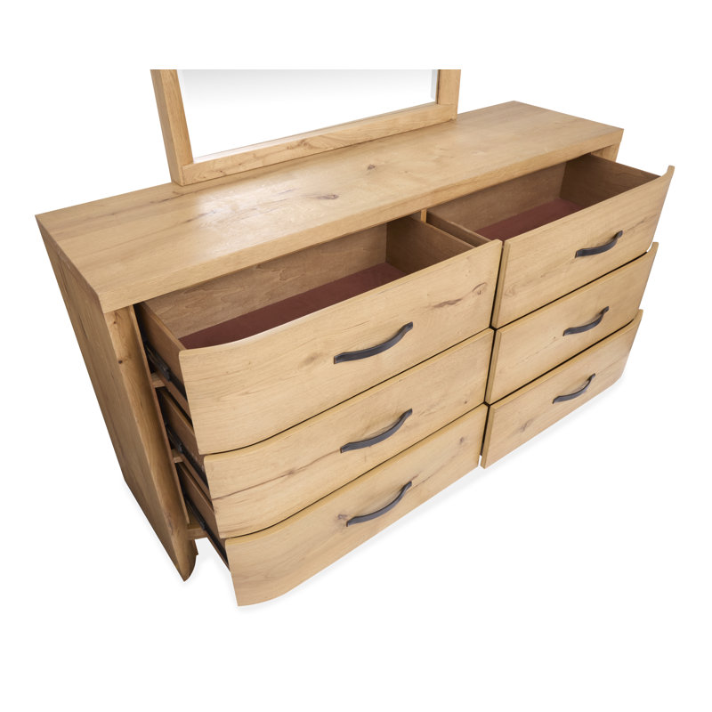 Grande commode avec tiroir double Hagi, Grand, 3 Pcs: Bed, Dresser, Mirror