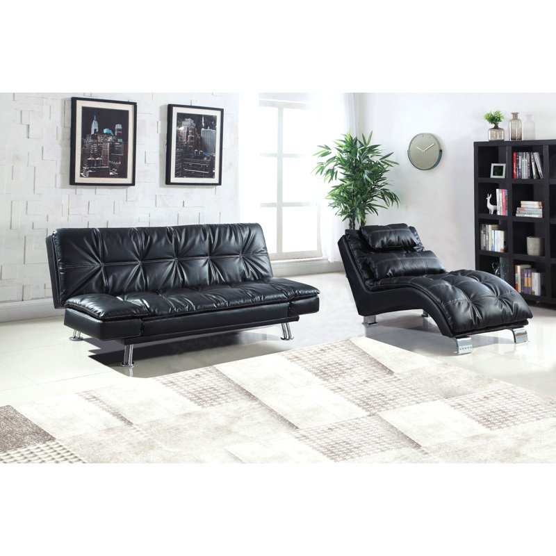 Black Upholstered Chaise With Arched Base
