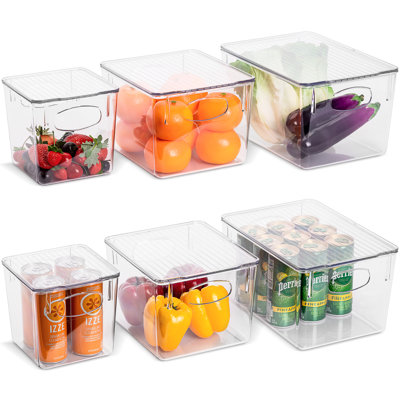 Sorbus Organizer Bins with Lids, Kitchen Pantry Organization Storage Bins, Cabinet Organizers, Containers for Organizing, Acrylic Bins - Vanity Closet Organizer, (6-Pack)