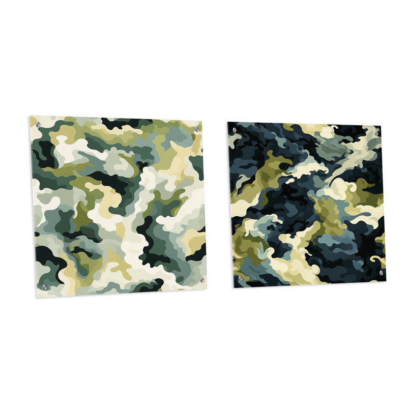 Cornesha - Ensemble de 2 peintures murales abstraites en acrylique, H 16 po x l 33 po