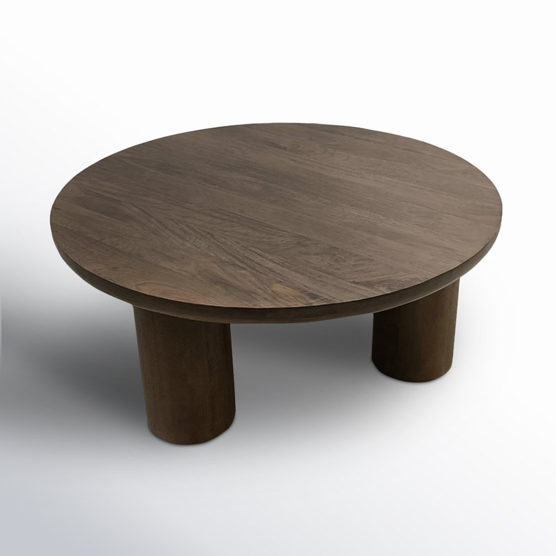 Columnia 40" Solid Wood Round Coffee Table, Cocoa Brown