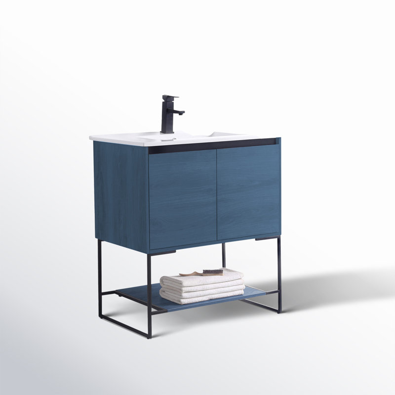 Ensemble de meuble-lavabo simple 30 po Fiquett, Bleu marine