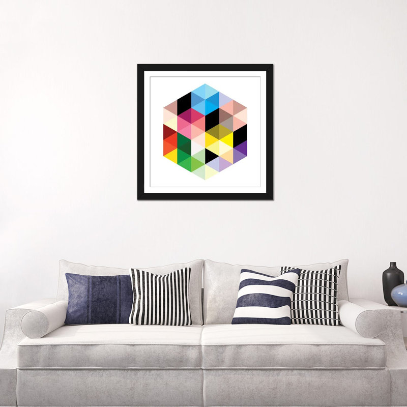 Art sur toile Albree Modern Cuboids II, Papier avec cadre noir, Blanc, H 24 po x l 24 po x P 1 po