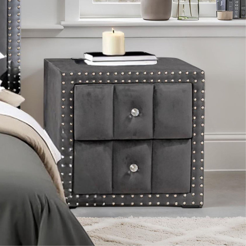 Table de chevet 1pc, Gris foncé