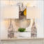 Ensemble de 2 lampes de table en verre de 29 po à intensité variable à 3 voies avec corps fileté coloré et base en cristal pour la chambre à coucher, le salon et le bureau