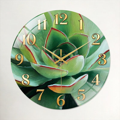 "Succulent Art", horloge murale en verre