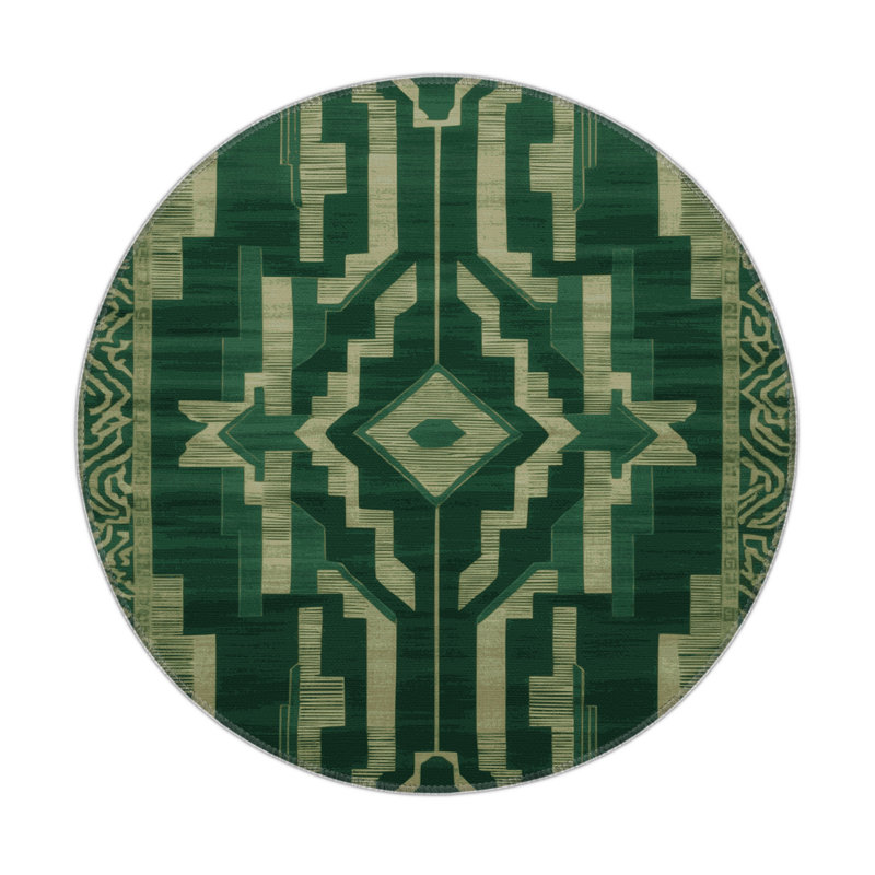 ArtDeco Green Indoor and Outdoor Area Rug, Rectangle 5' x 7'
