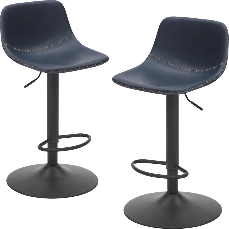 Adjustable Bar Stools Set Of 2, Mid Century Modern Swivel Bar Stools, Industrial Bar Height Stools With Back Support Counter Height Bar Chairs Pu Leather Bar Stool For Kitchen Island Rustic Barstools