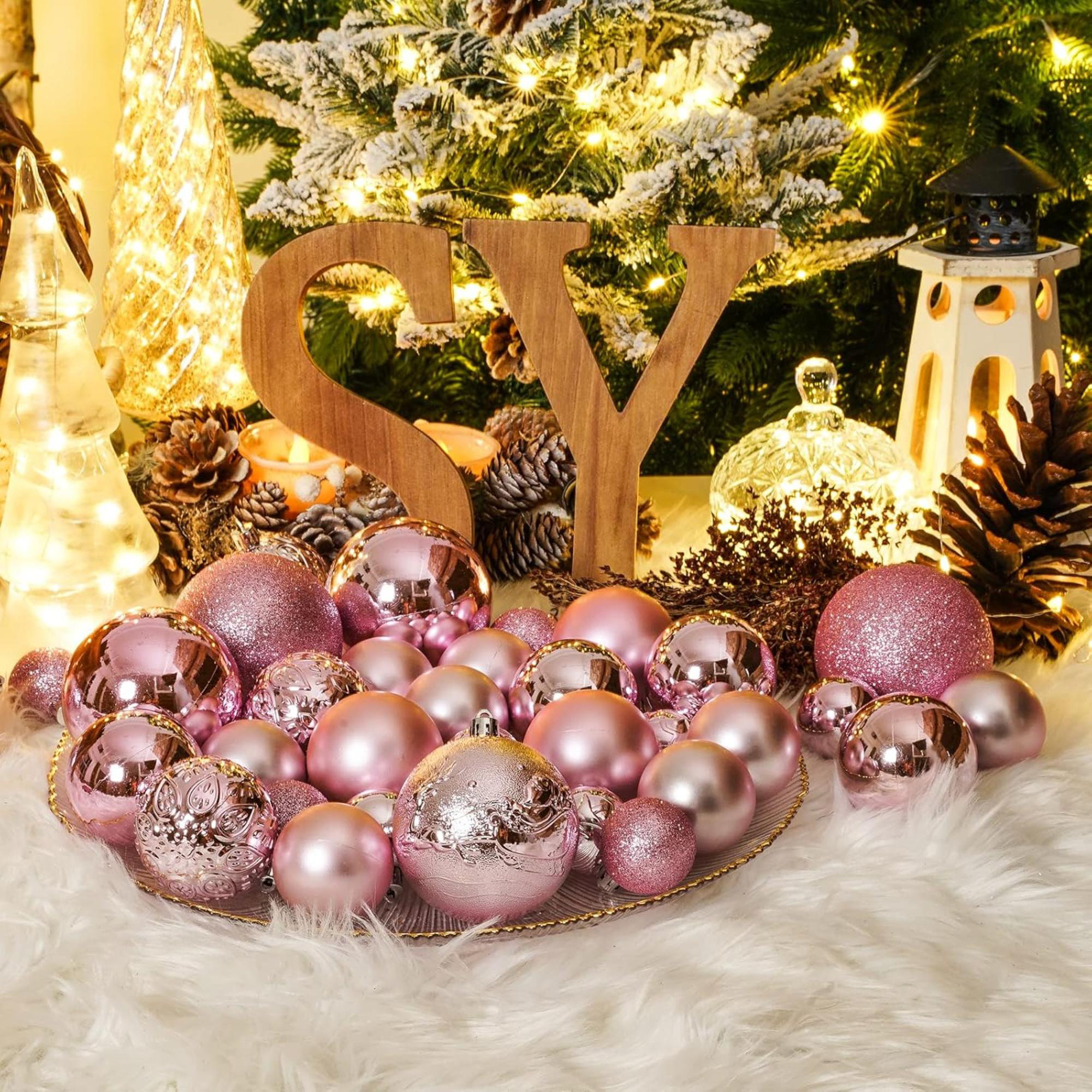 The Holiday Aisle® Christmas Ball Ornaments For Christmas Decorations - 41 Pieces Xmas Tree Pink Shatterproof Ball Ornaments With Hanging Loop For Holiday And Party Decoration | Wayfair