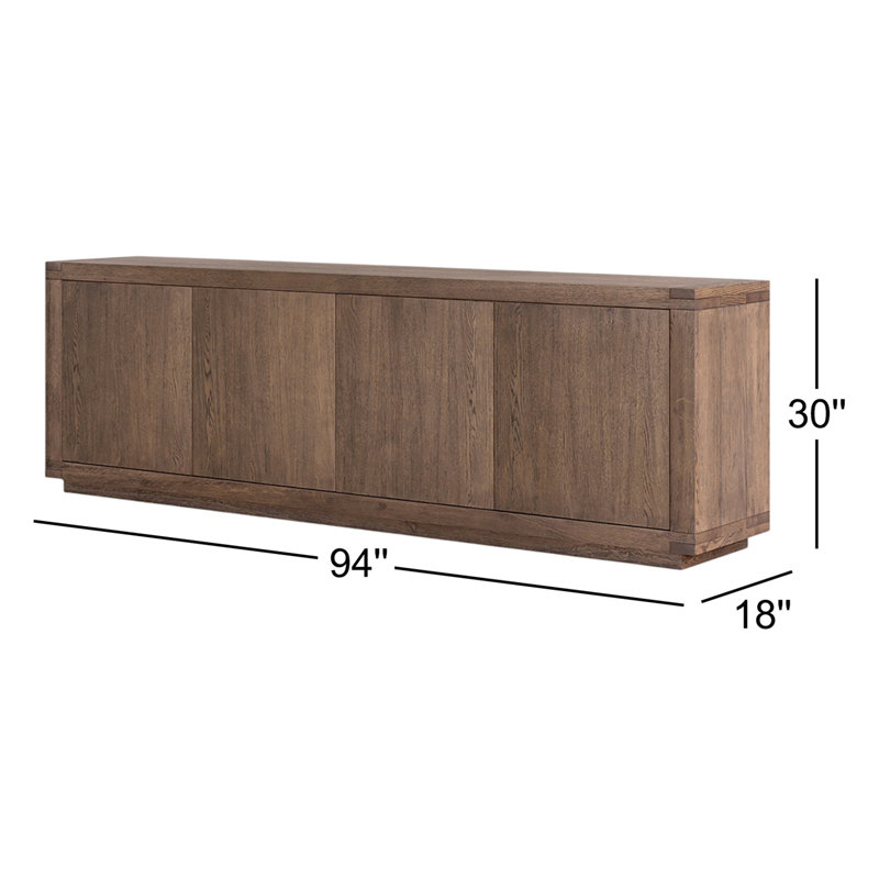 WARBY 94'' W Solid Wood Sideboard, Worn Oak