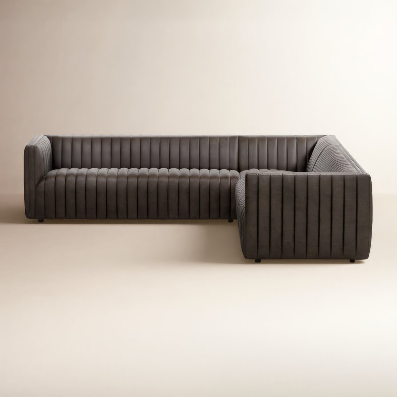 Brandt Upholstered L-Shaped Sectional Symmetrical, Deacon Wolf Genuine Leather