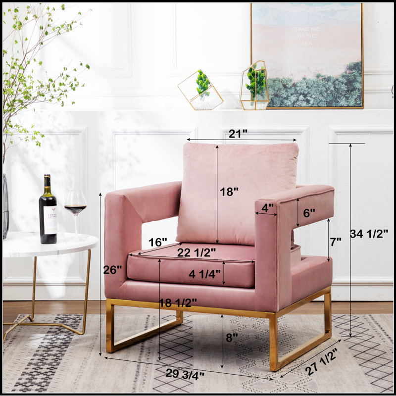 Chaise avec accoudoirs rembourrée Lenola, Rose