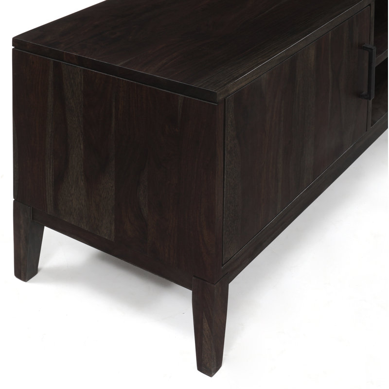 Geena Solid Sheesham Wood TV Stand, Gray