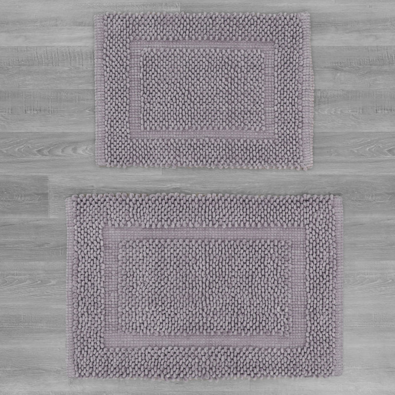 Payten Classic Cotton Bath Mat, Charcoal, Set of 2 - 17" W x 24"L / 20"W x 32"L