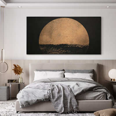 Très grand imprimé mural d'art sur tissu - Blocs géométriques modernes en bleu sarcelle et crème pour le salon ou la chambre à coucher - «Assemblage requis du cadre (cadre non fini)»