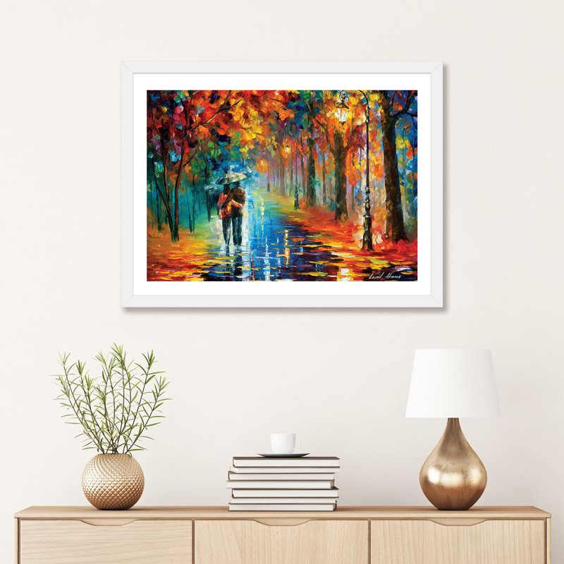 «Autumn Hug» par Leonid Afremov, reproduction d'art sur toile tendue, H 24 po x l 32 po x P 1 po, Papier dans un cadre photo