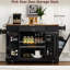 Îlot de cuisine polyvalent avec rangement pour poubelle, bloc d'alimentation, 3 tiroirs, ouverture latérale, 5 mouvements, boîte dissimulée de style noir, prise de courant,-1441145162