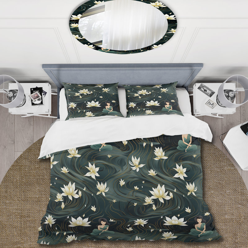 Ensemble de housse de couette Mindful Retreat Yoga Oasis Zen, Housse de couette pour grand lit et 2 taies décor