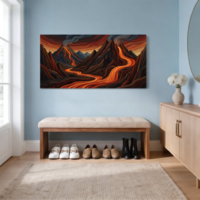 «Volcanic Landscape with Lava Flow», ensemble de 1 reproduction d'art sur toile tendue
