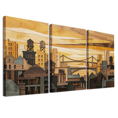 Ensemble de 3 toiles en bois superposées