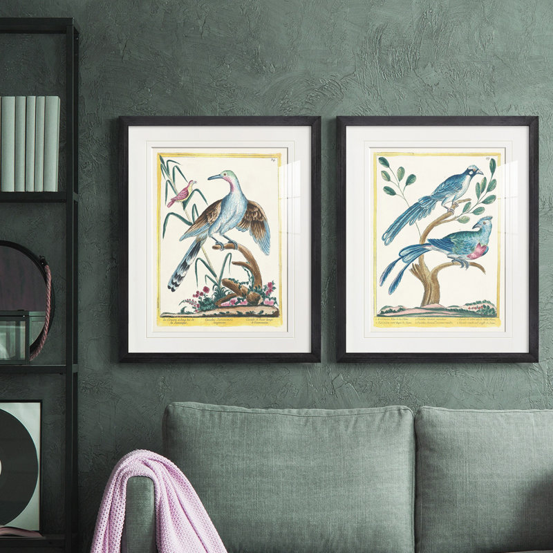 «Pastel Birds V», reproduction encadrée de qualité supérieure - prête à être accrochée