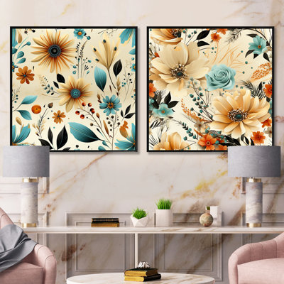 Chene - Ensemble de 2 collages carrés botaniques abstraits